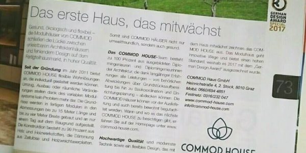 COMMOD HOUSE im Weekend Magazin